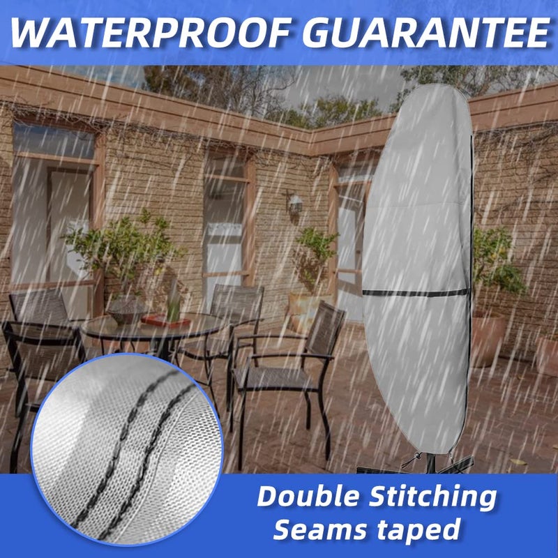 Zenicham Patio Umbrella Parasol Cover - 600D Waterproof Anti-UV Fits 12-14 Feet - Image 4